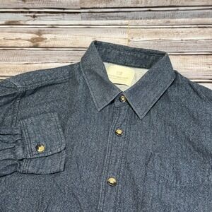 Scotch Soda Men's Blue Herringbone Button Down Shirt‎ Size Small Slim